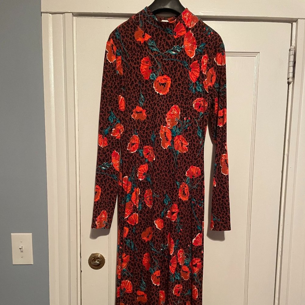 Free People Long Sleeve Floral/Animal Print Dress